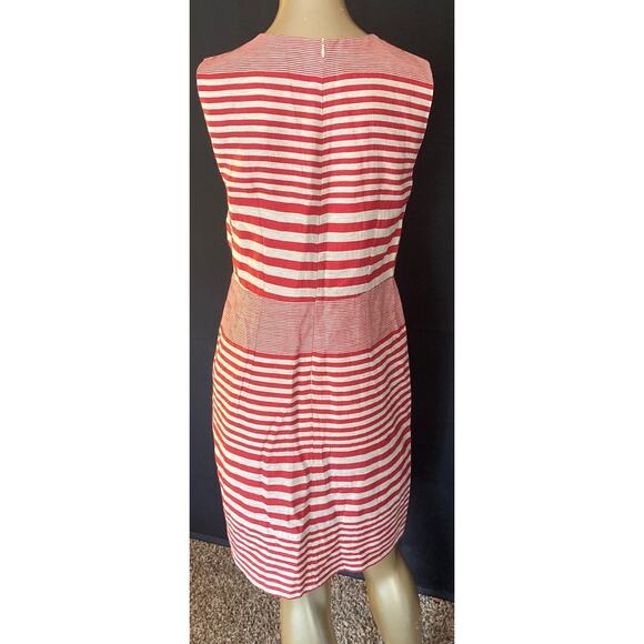VILAGALLO Sleeveless Stripped Shift Dre4ss Women Size 42 US 8 Linen Blend - Picture 4 of 9